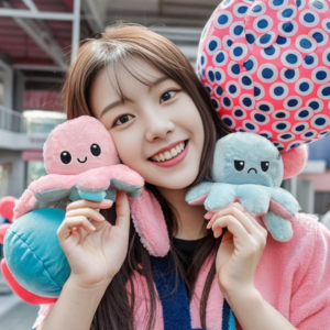 테이키 애착 인형 성인 감정 선물 문어 베개 양면, 핑크