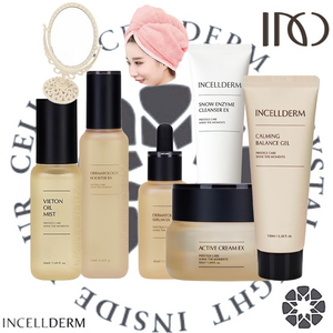 정품QR인증 확인 [오늘배송v] 인셀덤 6종 (부스터 세럼 크림 카밍젤 미스트 클렌저)+(공주거울 헤어타올) 원빈화장품 INCELLDERM, 1개