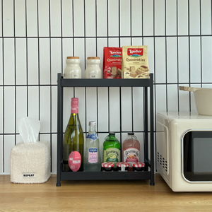 아도르홈 층고높은 주방 양념통 다용도 선반 정리대, 1개, 블랙 2단
