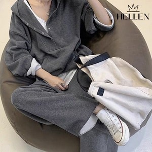 헬렌 여성 후드 간절기 데일리 트레이닝 팬츠 세트 헬더쭈리투피스 L-080