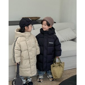 투에그 남녀공용 아동 겨울 후드 롱 패딩