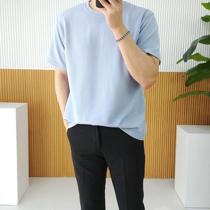 로니제이 남자 여름 무지 라운드 스판 이너티 레이어드 반팔 티셔츠