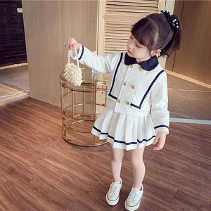 해피델리 미스걸 언발 화이트 투피스여아 화이트 더블버튼 재킷 플리츠 스커트 셋업