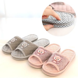 (Men's and Women's Set 1+1) Mirisam Interfloor Noise Reduction Triple Cushion Pad Cat Slippers Living Room Indoor Shoes, 1 Piece, Gray (275mm) + Pink (250mm)