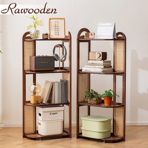 라우든 클래식 라탄 코너장 책장 수납장 코너선반 라탄수납장 코너책장 모서리선반 코너장식장, 1개, 4단 우측형