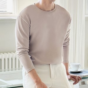 데이즈 남성용 머슬핏 무지 라운드 긴팔 티셔츠