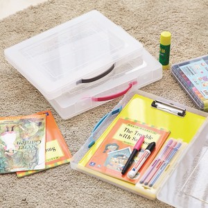 소호리빙 투명 플라스틱 손잡이 화일케이스 A4 30mm, 3개, 그레이