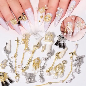 럭셔리 골드큐빅진주 댕글파츠 셀프 젤네일아트, 1개, K8-2026 골드벨댕글