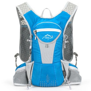 가슴 허리 벨트 스포츠 자전거 마라톤 등산 백팩 경량 소형 배낭 12L, 블루