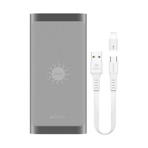 스피디 퓨어 메탈 무선 보조배터리 10000mAh C타입케이블 + 8핀젠더 + 흡착패드, 다크그레이, SPE-PM102A5W