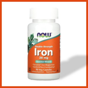 나우푸드 아이언 더블 스트렝스 미네랄 철분 36mg, 2개입, 90정