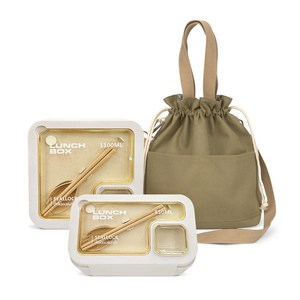 온다온 샐러드 도시락통 밀짚 밀프랩 용기 런치박스 직장인 보냉백 세트, 1세트, 카키