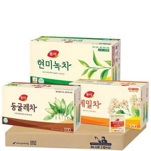 [블루존] 동서 현미녹차100T+둥굴레차100T+메밀차100T 티백, 1개