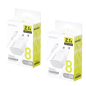 (1+1) 8핀 일체형 충전기 2M 케이블일체형 군대 군인 아이폰기종 충전가능 휴대폰 헨드폰, 2개