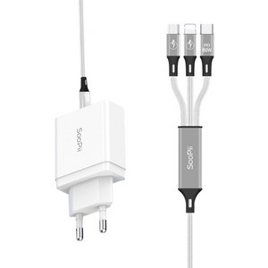 Soopii PD 3in1 25W 동시 고속충전기 ZX-1U34T 07PD 실버, 1개