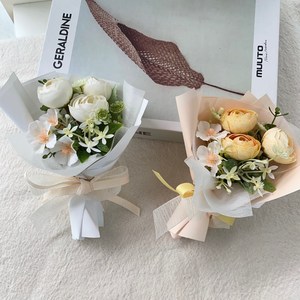 더 라넌큘러스 플라워 납골당 꽃다발 큐방부착식 2p, 화이트, 옐로우, 2개
