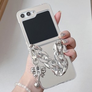 심플리 미러 실버 체인 스트랩 갤럭시 Z플립 케이스