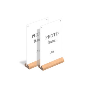 마벨인홈 우드 스탠드 사진 투명 아크릴 액자 세로 육각형 2개입 우드색