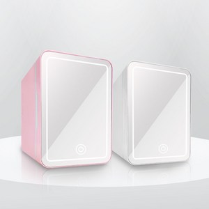 유니언 LED 미러 미니 냉온장고 화장품 냉장고, 핑크, 3.7L