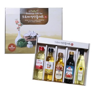 선물세트 사과식초 맛술 올리고당 총게간장 데솔트 식용유 500ml 5종 프리미엄 5호 1세트