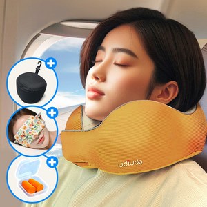 우디우디 여행용 기내용 메모리폼 목베개 쿠션, 옐로우