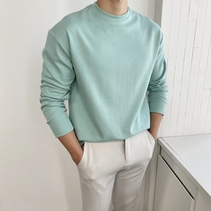 몽키 남자 소프트 코튼 드랍숄더 세미오버핏 무지 긴팔 티셔츠 6color