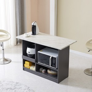 가온리빙 올리앤 1200 아일랜드 식탁 겸 렌지대 홈바/아일랜드식탁, 오픈형그레이+화이트대리석상판