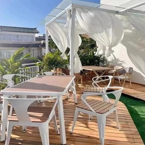 리자드 카페 야외용 OB101 화이트 1200/1400 테이블 + 벤치 2개 세트, 의자*2개