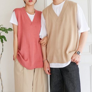 레어코드 데일리베이직 남녀공용 무지캐주얼 기본 루즈핏 니트조끼 베스트