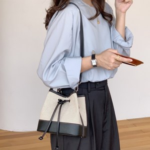 비즈엘 레더 캔버스 미니 복조리 버킷백