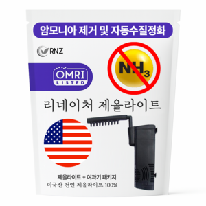 [여과기 + 제올라이트 패키지] 아마존 측면 JP-013F 5W FDA승인 천연 어항 여과재 암모니아제거 어항용품 구피 베타 500g, 1개