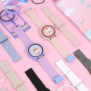 오르몽트 갤럭시워치 스트랩 NEW 마그네틱 실리콘 스트랩 버클형 워치6 5 4 3 프로 클래식 액티브2 호환 방수 밴드 스포츠 시계줄, 샌드 핑크