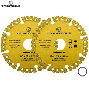 다이아몬드 그라인더날 1+1 Diamond Cutting Wheel 슬라이딩톱날 금속 철근 스틸 커팅 앵글 그라인더 잘단 휠 타이탄툴스, 두께 1.6mm X 2pcs