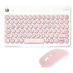 UB BK2 동글 블루투스 키보드+듀얼 마우스 세트, 핑크 set 미디움, 텐키리스