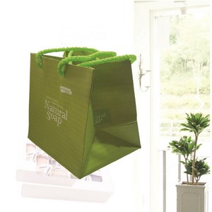 다용도화이트 손잡이 쇼핑백 10장, 그린색