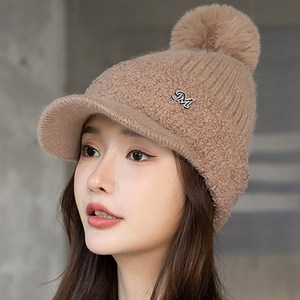 데이즈원 여성 겨울 방울모자 여자 니트 캡모자 골프 등산 캠핑 모자
