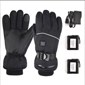 겨울 오토바이 발열장갑 열선장갑 usb발열장갑 스키장갑 3단 온도조절 충전식발열장갑, 블랙