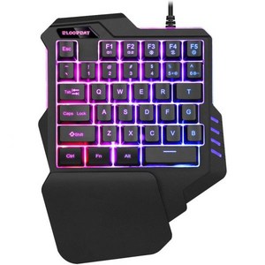 게이밍 키보드 TIDECAT 한 손 RGB 백라이트 35 키 미니 키패드 PC PS4 Xbox Gamer용 휴대용 게임 컨트롤러 블랙 17.3x23x3.7cm, 1개