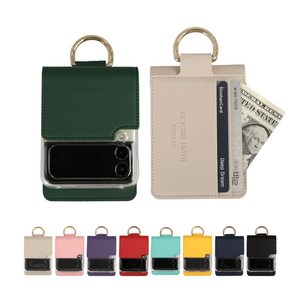 비유어산타 갤럭시 Z플립3 케이스 이태리 PU 가죽 케이스 카드 수납 링