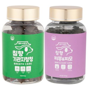 강아지 기관지 협착증 호흡기 눈 심장 관절 피부 영양제 댕이수랏간 침향 기관지청청 심장튼튼 관절쌩쌩 눈물뚝 피부&피모 100g, 기관지청청 1개+피부&피모 1개