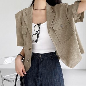 엔틱 린넨 투포켓 숏자켓