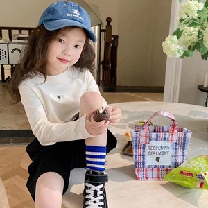 핑코마켓 여아용 부드러운 골지 반목 티셔츠