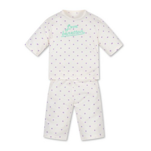 베네통키즈 아동용 도트 7부 실내복 상하의 세트 QCETQ2311