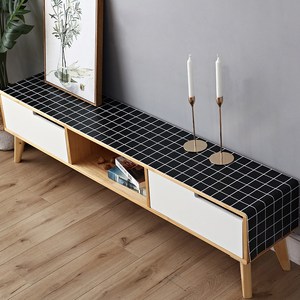 테이블보 협탁보 거실장 덮개 티비다이 천 커버 TV 캐비닛 테이블 먼지 커버, 1개, 40x200, 03.검정 작은격자 40x200cm