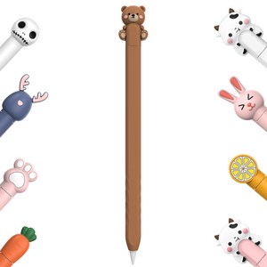 애플펜슬 케이스 2세대 프로 캐릭터 실리콘 보호 커버 미끄럼방지 그립 홀더, 1개, 곰돌이