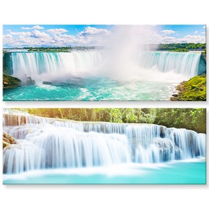 재물운 폭포그림 호수그림 물그림 액자 풍경 시원한 풍수 인테리어 대형캔버스 풍수지리 거실 개업선물 집들이선물, 22. 와이드 태국 에라완 폭포