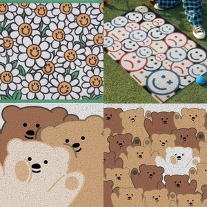 현관매트 발매트 코일 귀여운 디자인 커팅가능, 3마리 곰돌이
