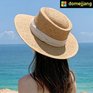도매짱 천연 파피루스 여성모자 라피아햇 벙거지 버킷햇 여자 봄 여름 모자 파나마 페도라 밀짚 왕골 햇빛가리개 (국내배송)