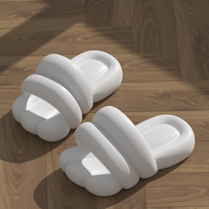 도림 귀여운 뚱카롱 구름 슬리퍼, 화이트, 1개