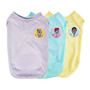 우디펫 기능성 강아지 아이스크림 와펜 파스텔톤 3색상 민소매티 소형견 중형견 대형견 쿨링티, 연노랑